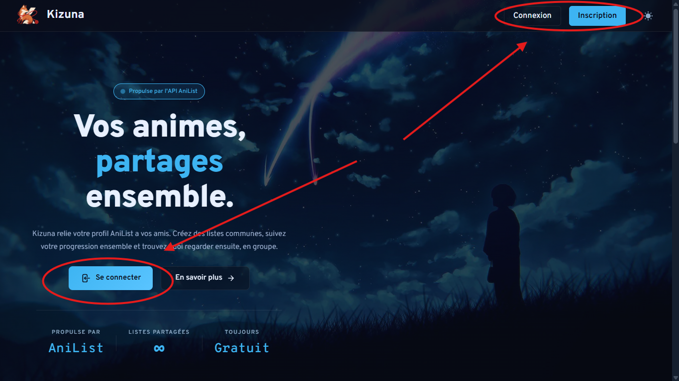 Créer et ouvrir son compte Kizuna - capture d'ecran