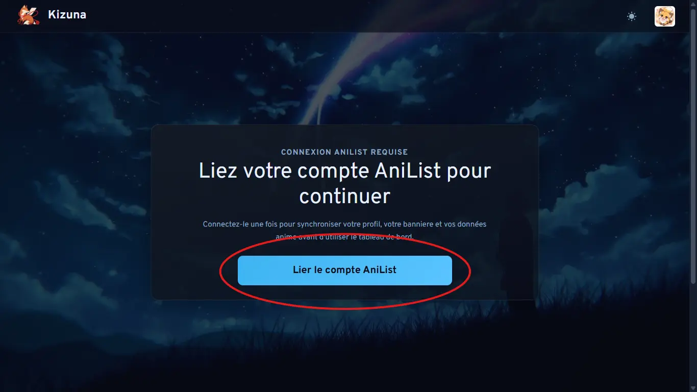 Lier son compte AniList - capture d'ecran